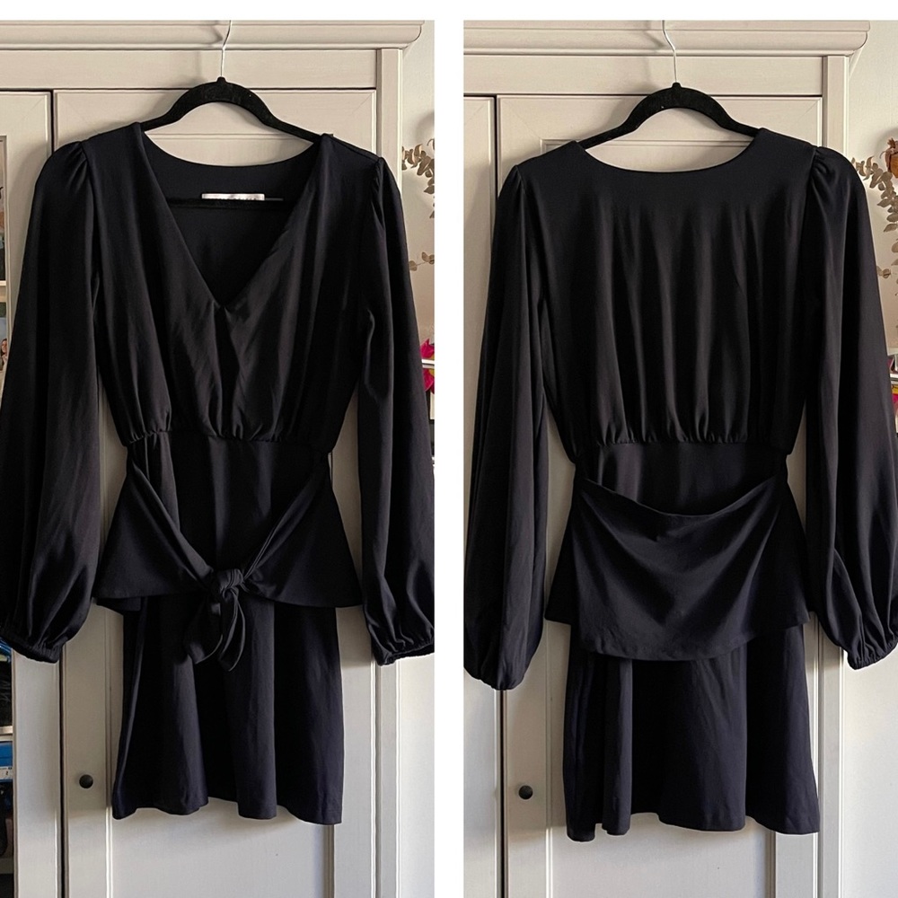 Susana Monaco Tie Panel Gathered Sleeve Dress in Navy Size Small - Picture 7 of 8